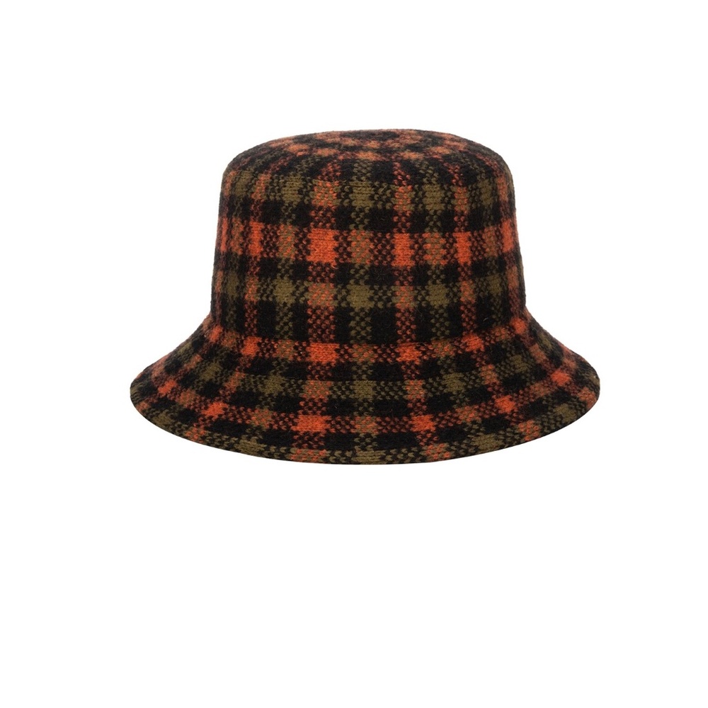 San Diego Hat Company Gala Wool-Blend Bucket Hat in Red Plaid - NEW